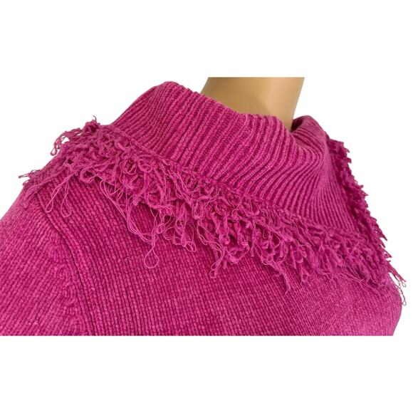 2/$15 Good Clothes Fringe Scarf Chenille Sweater Pink Cowl Neck Petite Size PM - Picture 7 of 11